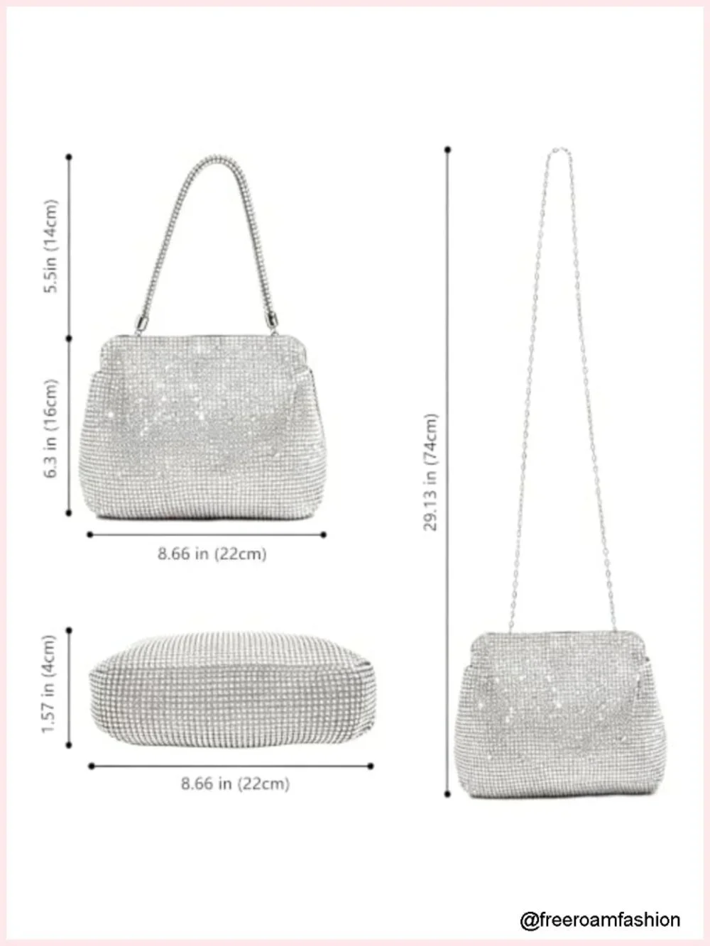 Sparkly Rhinestone Crystal Clutch Evening Bag Crossbody Purse